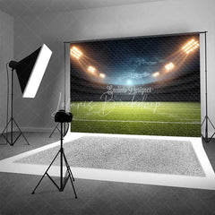 Lofaris Sports Stadium Football Field Backdrop Night Game Photography Green Grass Floodlights for Party Decor