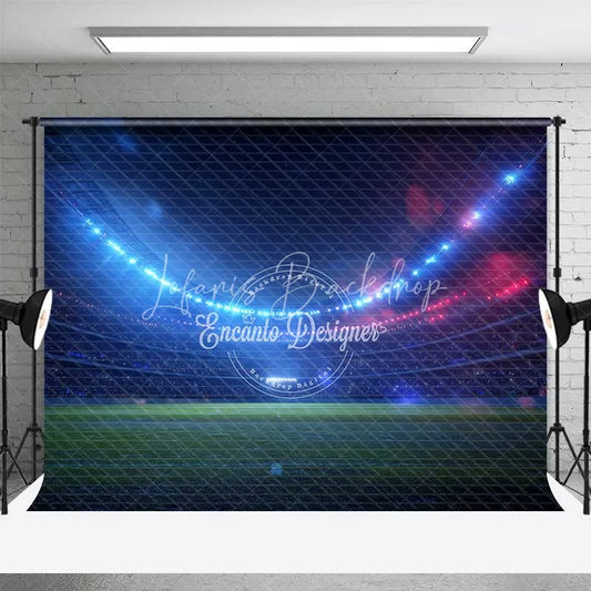 Lofaris Sports Stadium Photography Backdrop Dynamic Blue Red Lights Football Field Arena Party Decor