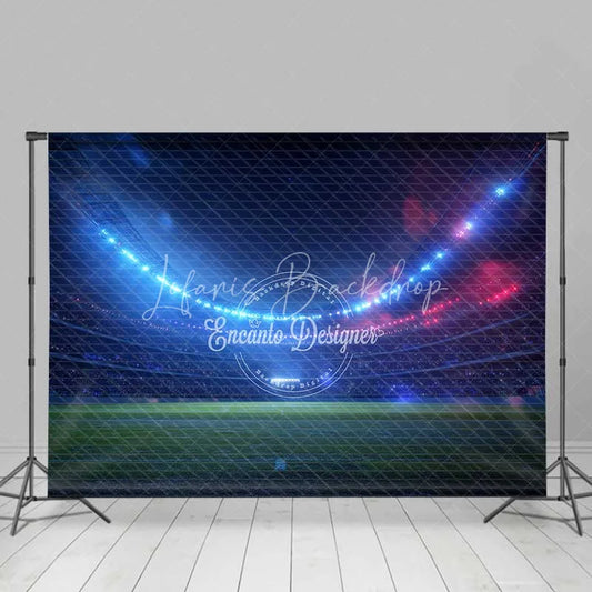 Lofaris Sports Stadium Photography Backdrop Dynamic Blue Red Lights Football Field Arena Party Decor