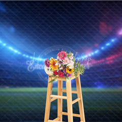 Lofaris Sports Stadium Photography Backdrop Dynamic Blue Red Lights Football Field Arena Party Decor