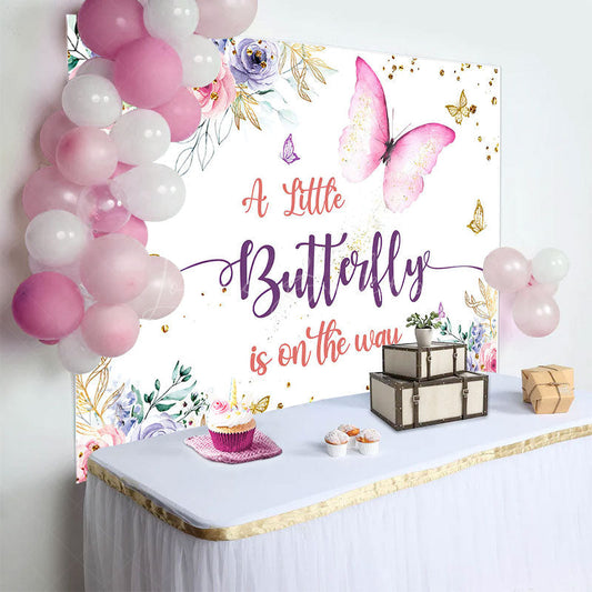 Lofaris Spring Color Floral Butterfly Baby Shower Backdrop