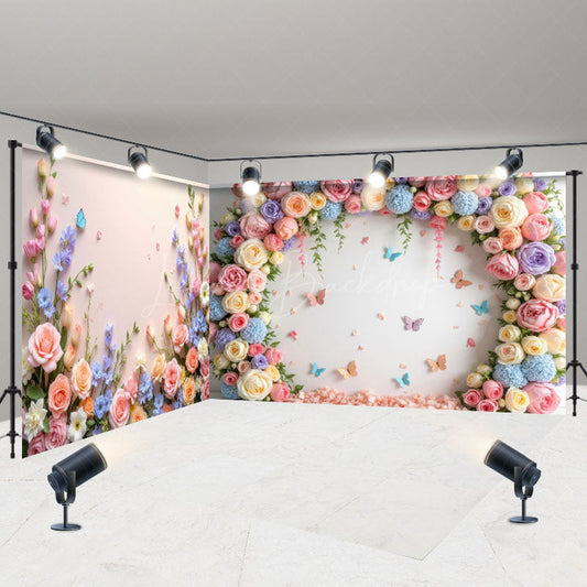 Lofaris Spring Color Floral Butterfly Wall Room Set Backdrop