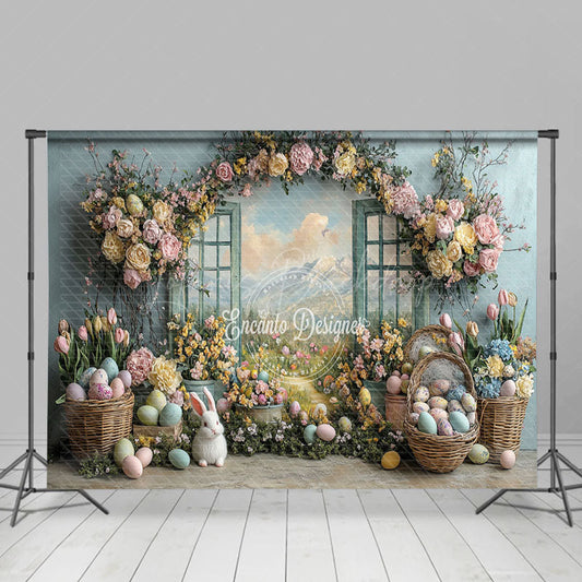 Lofaris Spring Color Floral Window Scene Easter Backdrop
