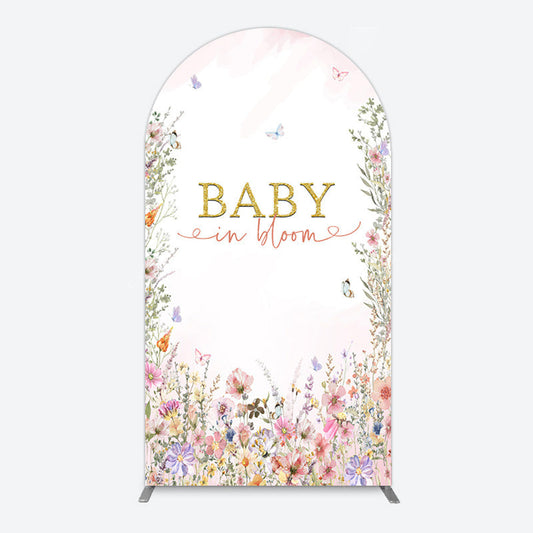 Lofaris Spring Colorful Floral Baby In Bloom Arch Backdrop