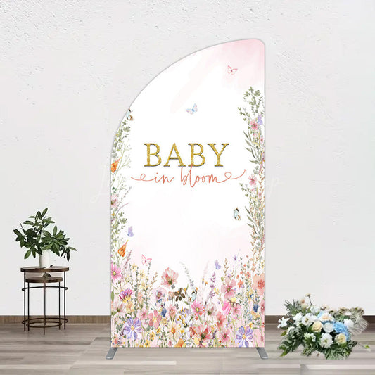Lofaris Spring Colorful Floral Baby In Bloom Half Moon Arch Backdrop