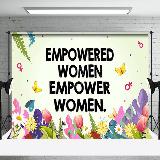 Lofaris Spring Colorful Floral Black Empower Women Backdrop