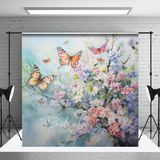 Lofaris Spring Colorful Floral Butterflies Photo Backdrop