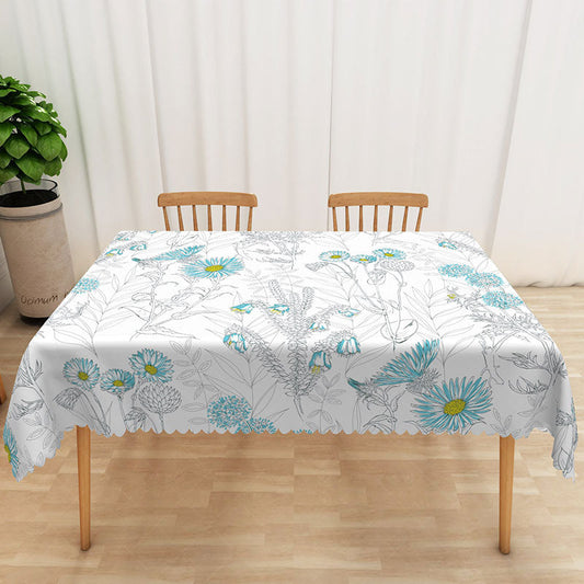 Lofaris Spring Daisy and Wind Chime Floral Rectangle Tablecloth for Cottage Farmhouse Kitchen Decor
