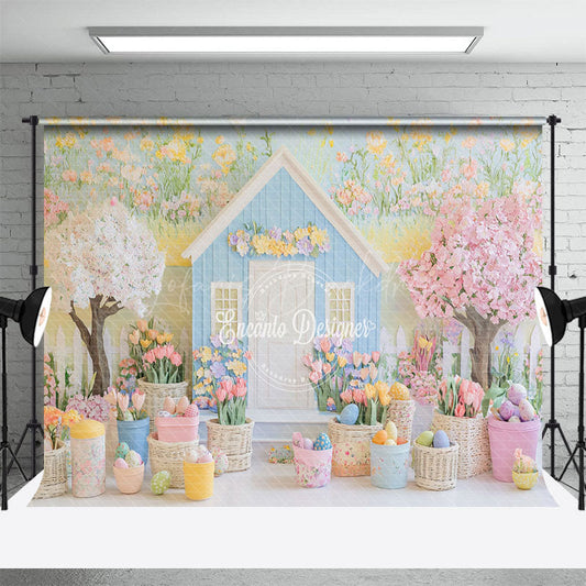 Lofaris Spring Fairy Colorful Floral House Easter Backdrop