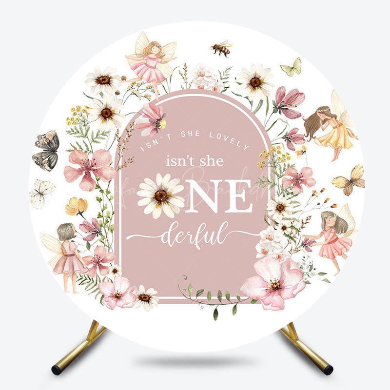 Lofaris Spring Fairy Floral Round Onederful Birthday Backdrop
