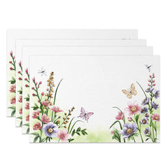 Lofaris Spring Floral and Butterfly Dining Set of 4 Placemats for Garden Party Easter Holiday Kitchen Decor