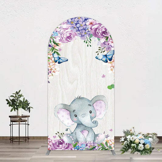 Lofaris Spring Floral Butterfly Baby Elephant Arch Backdrop