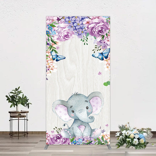 Lofaris Spring Floral Butterfly Baby Elephant Rectangle Backdrop