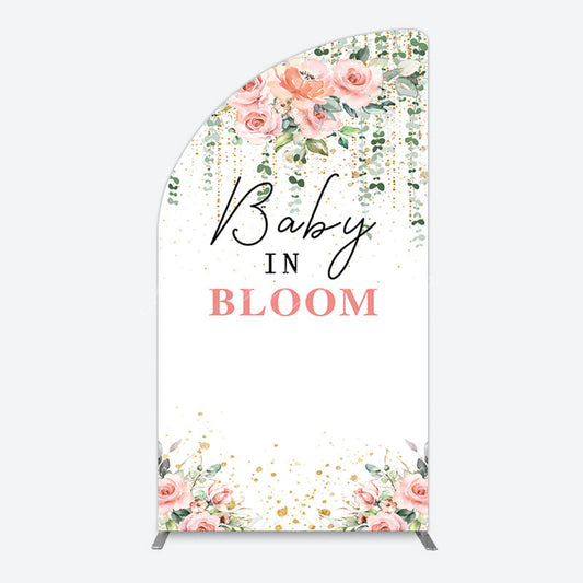 Lofaris Spring Floral Greenery Baby In Bloom Half Moon Arch Backdrop