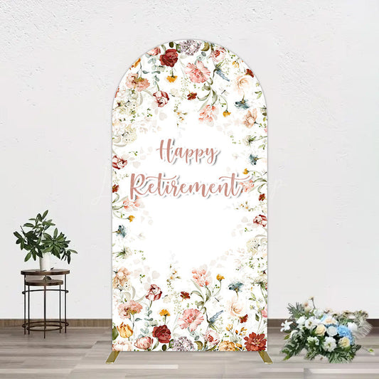 Lofaris Spring Floral Greenery Happy Retirement Arch Backdrop