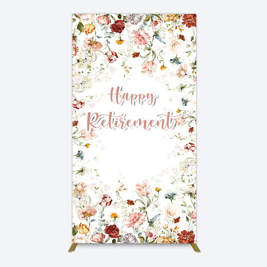 Lofaris Spring Floral Greenery Happy Retirement Rectangle Backdrop