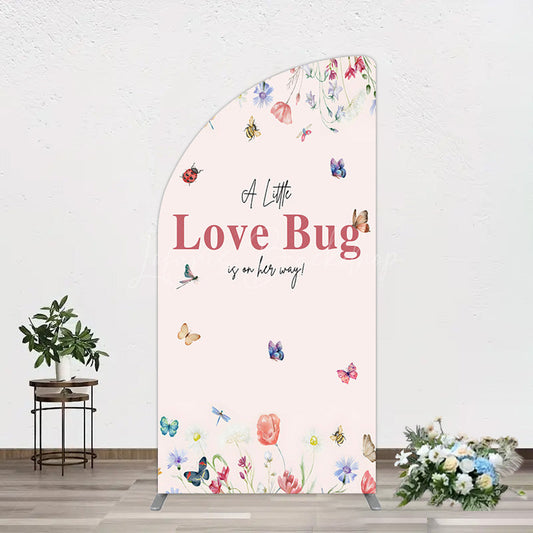 Lofaris Spring Floral Love Bug Baby Shower Half Moon Arch Backdrop