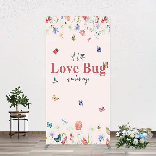 Lofaris Spring Floral Love Bug Baby Shower Rectangle Backdrop