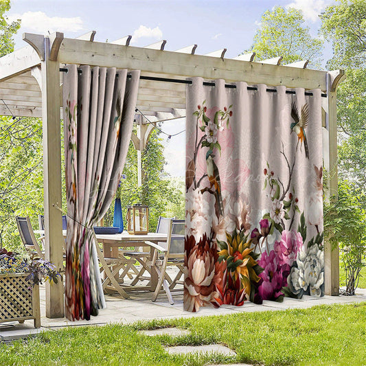 Lofaris Spring Floral Waterproof Printed Outdoor Curtains