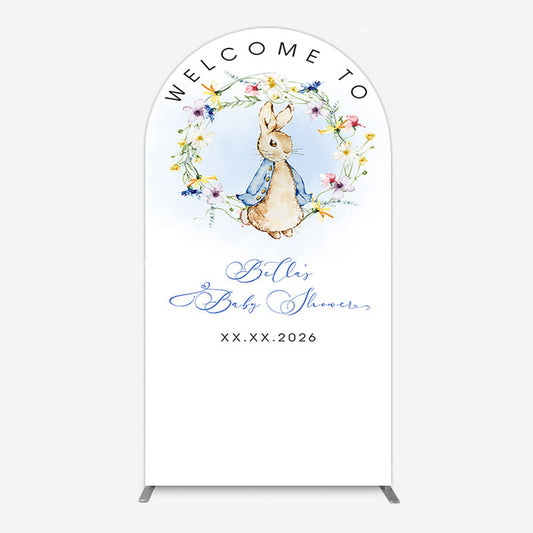 Lofaris Spring Floral Wreath Bunny Baby Shower Arch Backdrop