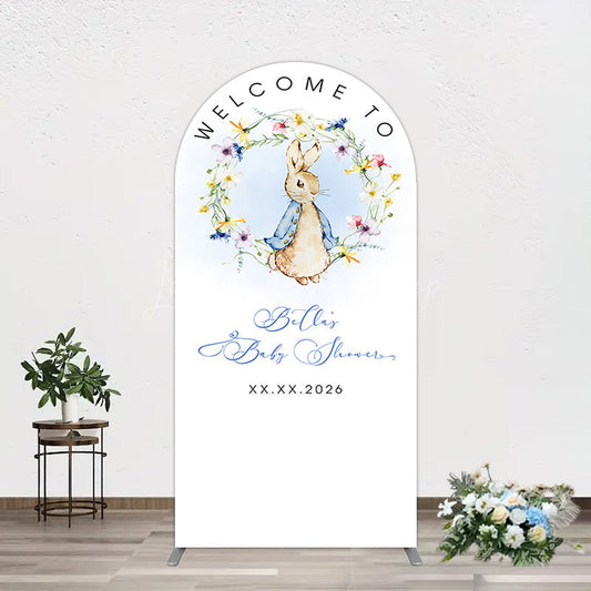 Lofaris Spring Floral Wreath Bunny Baby Shower Arch Backdrop