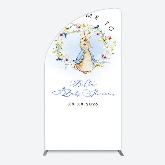 Lofaris Spring Floral Wreath Bunny Baby Shower Half Moon Arch Backdrop