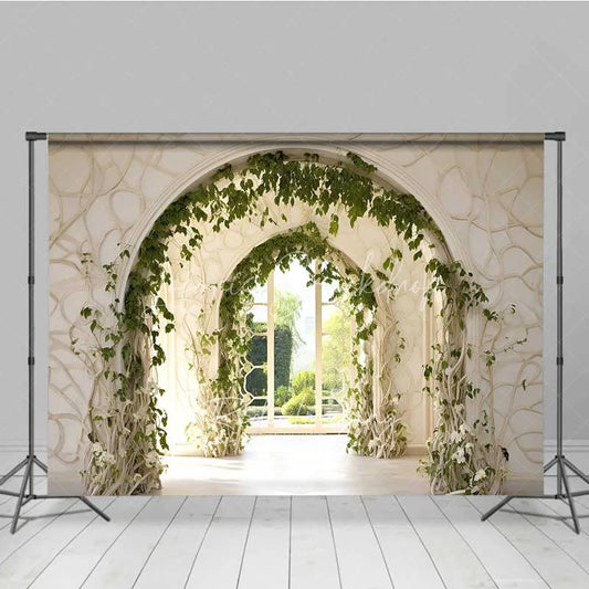 Lofaris Spring Garden Arch Backdrop White Architecture Green Vine Photography Background Wedding Floral Gate Photo Prop