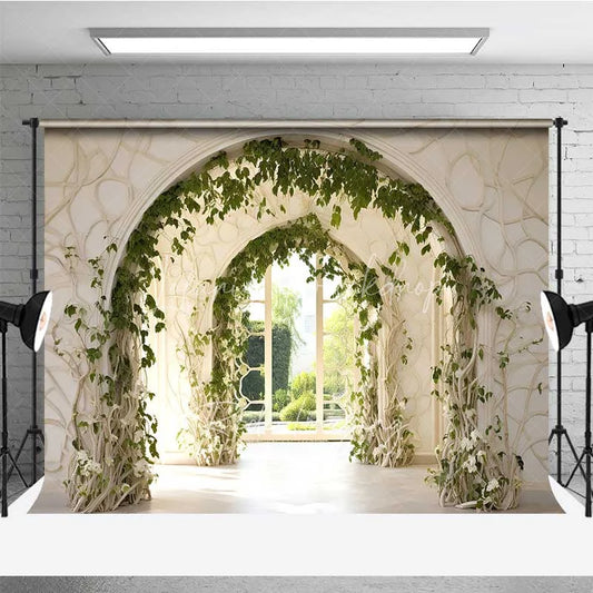 Lofaris Spring Garden Arch Backdrop White Architecture Green Vine Photography Background Wedding Floral Gate Photo Prop