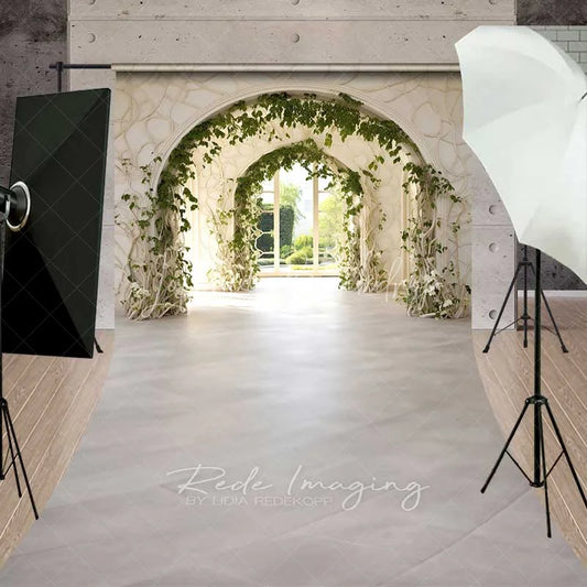 Lofaris Spring Garden Arch Sweep Photo Backdrop White Architecture Green Vine Background Wedding Floral Gate Floor Prop
