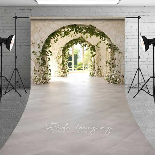 Lofaris Spring Garden Arch Sweep Photo Backdrop White Architecture Green Vine Background Wedding Floral Gate Floor Prop