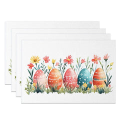 Lofaris Spring Garden Easter Eggs Set of 4 Placemats Red Yellow Wildflower Table Mats Nature Holiday Home Decoration