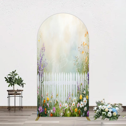 Lofaris Spring Garden Fence Wild Floral Easter Arch Bacdrop