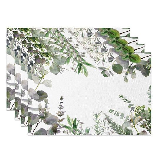 Lofaris Spring Green Botanical Placemats Set of 4 Fresh Boho Plant Design for Farmhouse Kitchen Dining Table