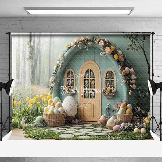Lofaris Spring Greenery Floral Eggs Easter Photo Backdrop