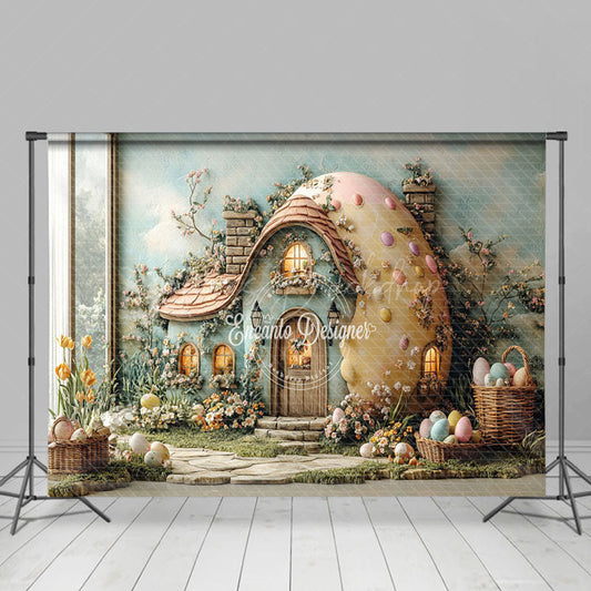 Lofaris Spring Greenery Floral House Eggs Easter Backdrop