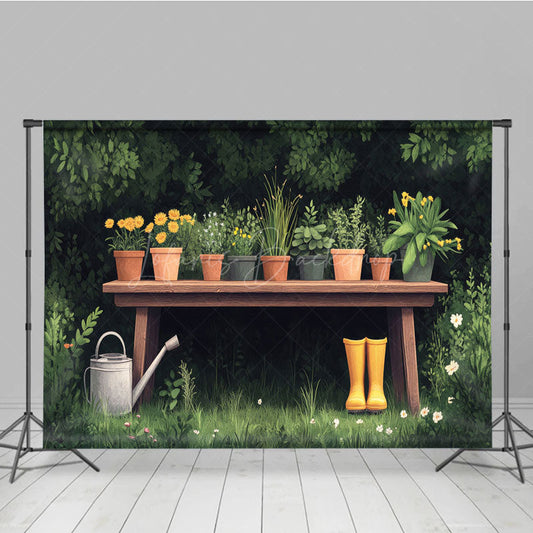 Lofaris Spring Greenery Potted Plant Garden Scene Backdrop