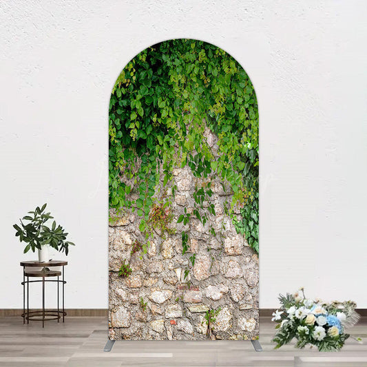 Lofaris Spring Greenery Stone Wall Natural Scene Arch Backdrop