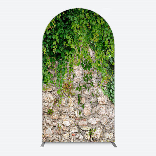 Lofaris Spring Greenery Stone Wall Natural Scene Arch Backdrop