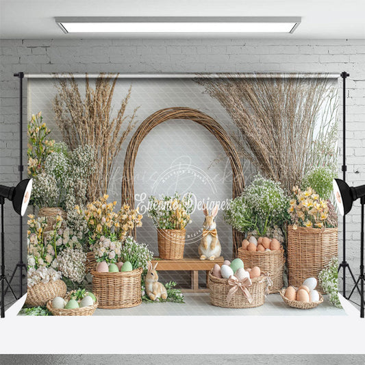 Lofaris Spring Greenery Vine Arch Bunny Eggs Easter Backdrop