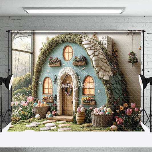 Lofaris Spring Greeneryhouse Eggs Floral Easter Backdrop