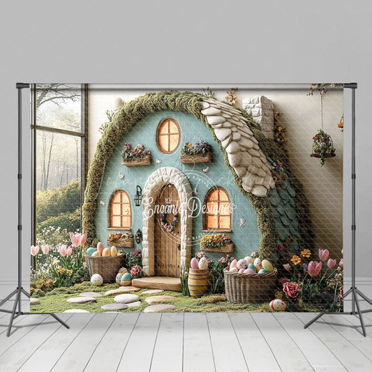 Lofaris Spring Greeneryhouse Eggs Floral Easter Backdrop