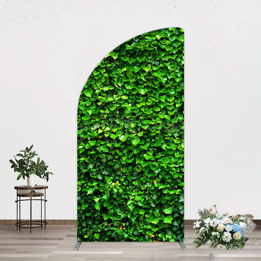 Lofaris Spring Natural Green Leaves Birthday Half Moon Arch Backdrop