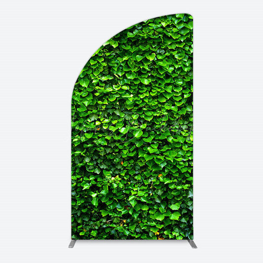 Lofaris Spring Natural Green Leaves Birthday Half Moon Arch Backdrop