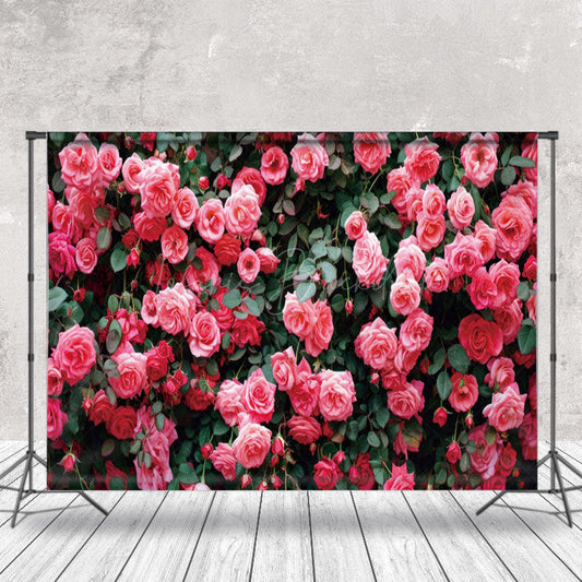 Lofaris Spring Pink Floral Green Leaves Photography Backdrop