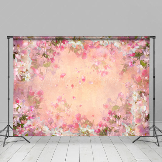 Lofaris Spring Pink Floral Greenery Floor Combo Set Backdrop