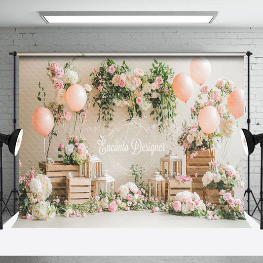 Lofaris Spring Pink Floral Plant Balloons Romantic Backdrop