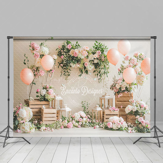 Lofaris Spring Pink Floral Plant Balloons Romantic Backdrop