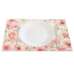 Lofaris Spring Pink Floral Set of 4 Placemats Cute Easter Bunny Blossom Table Mats for Kitchen Dining