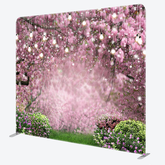 Lofaris Spring Pink Floral Trees Greenery Pillow Case Backdrop