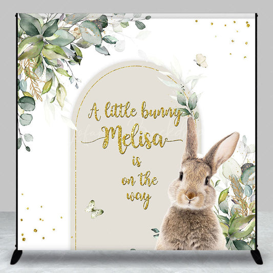 Lofaris Spring Plant Bunny Custom Name Baby Shower Backdrop
